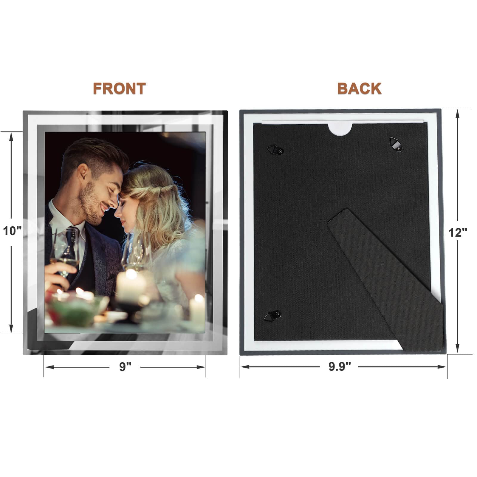 IZIDDO 8x10 Picture Frames Set of 2, Sliver Photo Frame for Tabletop, Glass Picture Frame, Horizontally or Vertically
