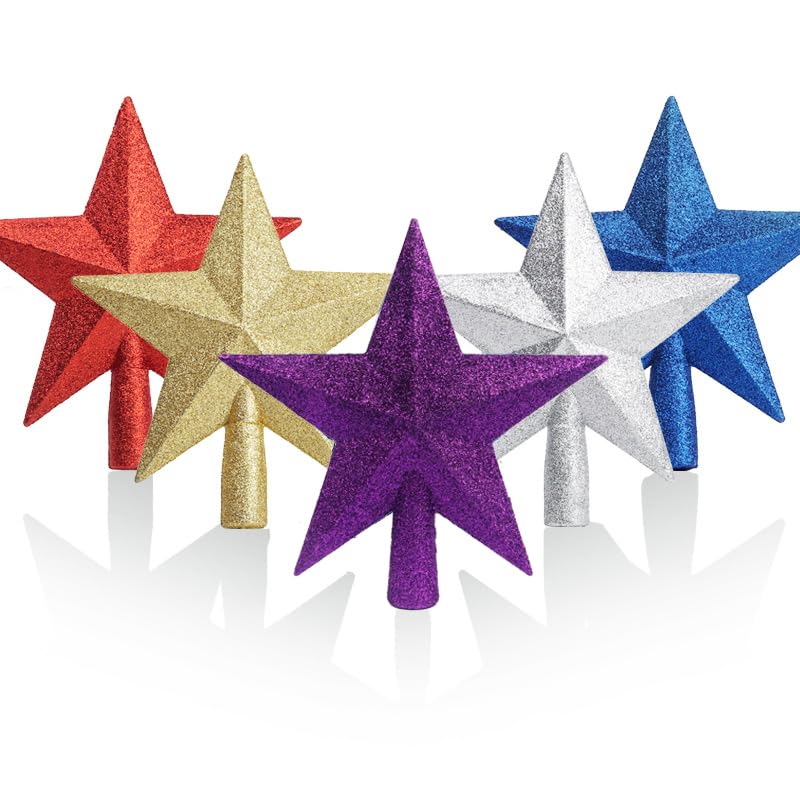 YYCRAFT Glitter Star Tree Topper Christmas Decoration-8 Inch,Royal