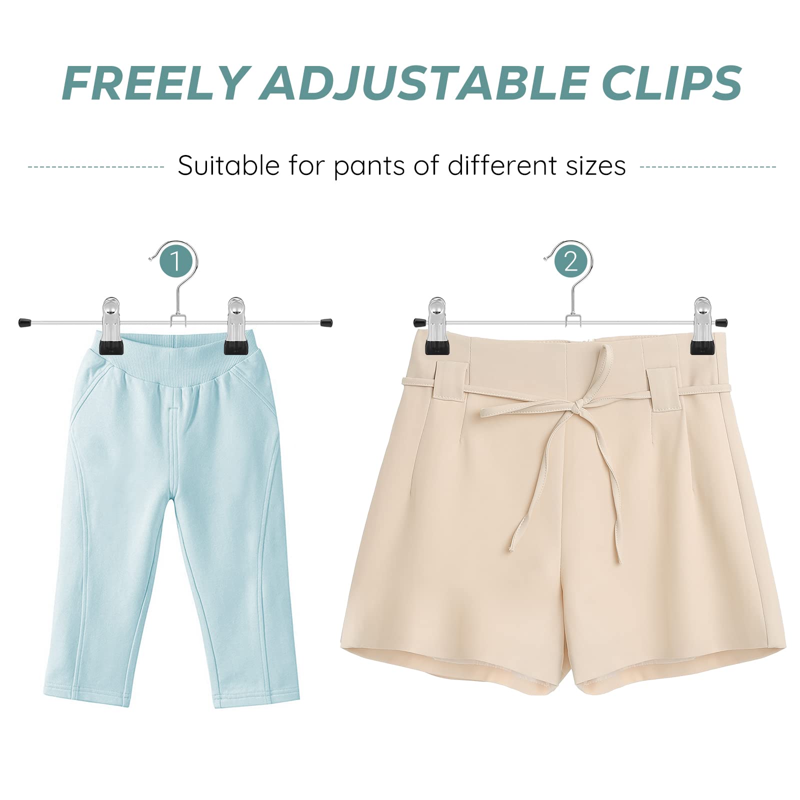 IEOKE Pant Hangers  12 Pack Skirt Hangers with Clips Metal Trouser Clip Hangers for Heavy Duty Ultra Thin Space Saving (Black  12pack)