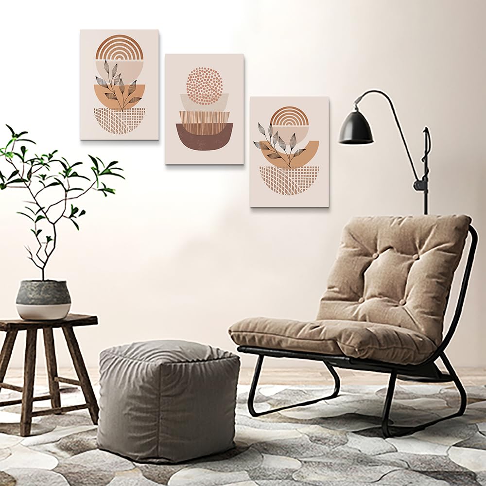 Dzrwubhs Boho Wall Art 3 Piece Set, 20X28Inch Framed Canvas Prints, Abstract Wall Paintings For Living Room, Bedroom, Kitchen De