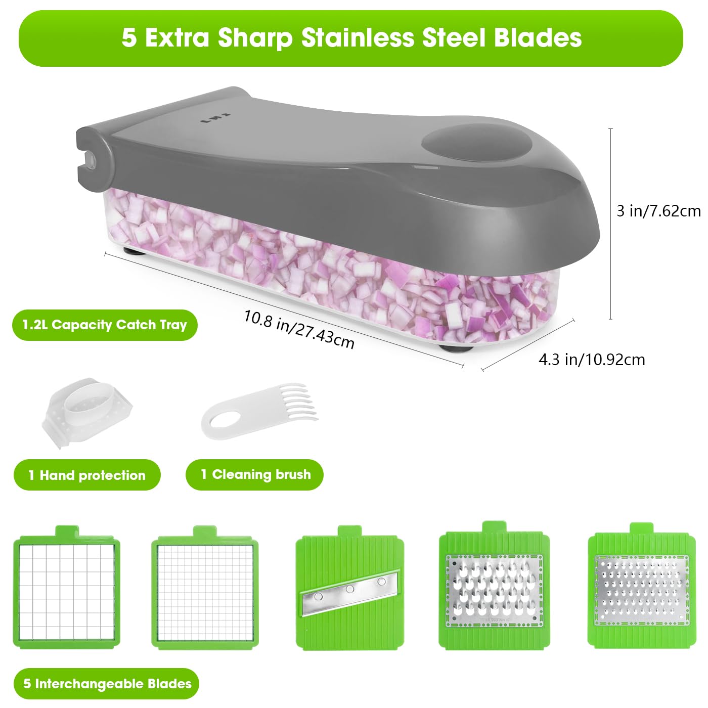 Lhs Vegetable Chopper Slicer 7 In 1 Veggie Chopper Dicer Cutter Multifunctional Food Chopper Onion Chopper Salad Potato Cutter V