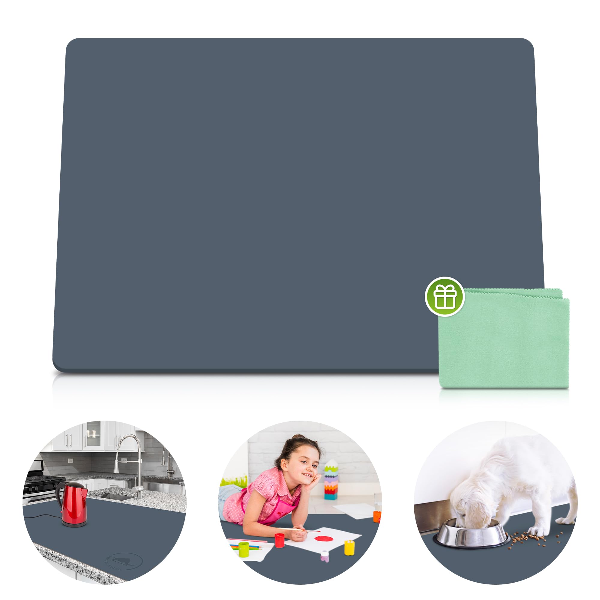 Premium Silicone Mat 25'' X 17'' Multipurpose Cooking Mat Thick Heat Resistant, Kitchen Counter Mat Waterproof - Coffee Machine,