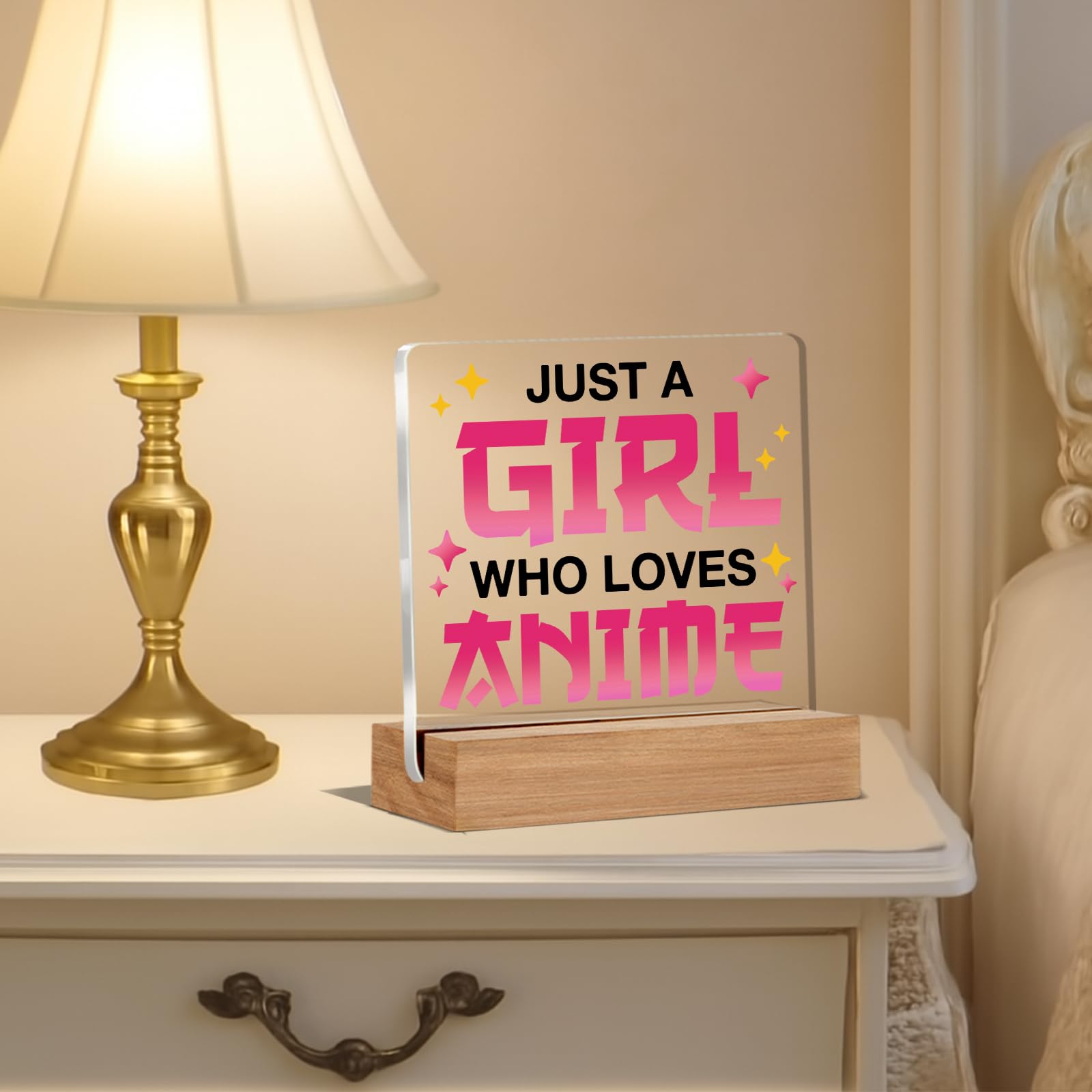 Anime Decor - Anime Gifts for Girls, Anime Lover Gift for Women Friends Sister Teen, Just a Girl Who Loves Anime Acrylic Office