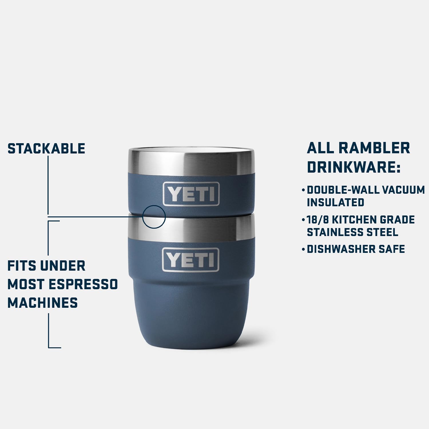 Yeti Rambler 4 Oz Stackable Cup, Stainless Steel, Vacuum Insulated Espresso/Coffee Cup, 2 Pack, Big Wave Blue