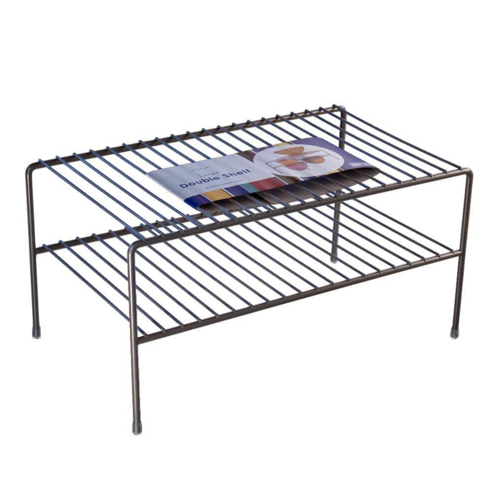 Indian Decor. Double Cabinet Kitchen Organizer Shelf (Black; Large)