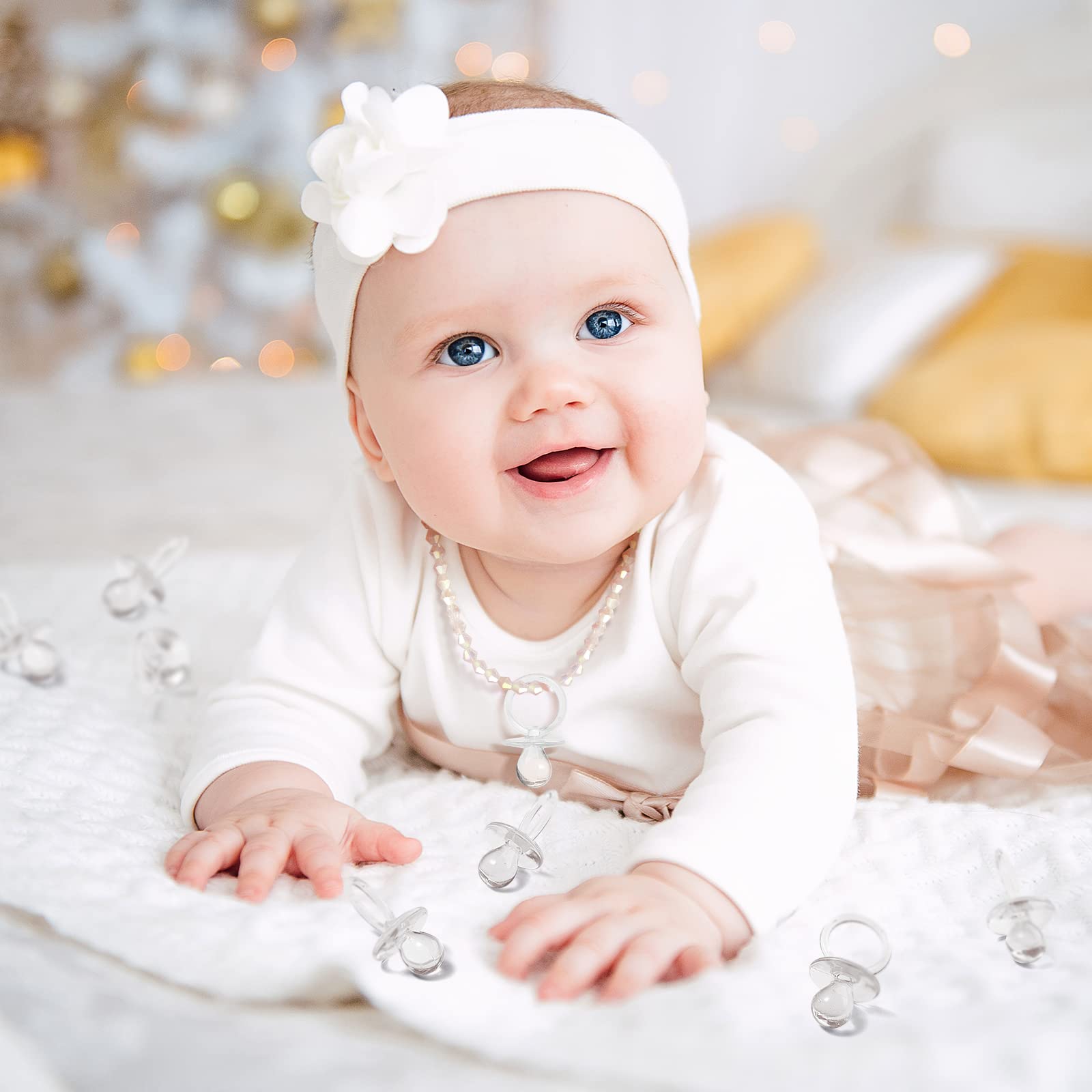 Jetec 48 Pieces 2.5 Inch Acrylic Baby Pacifiers Gender Reveal Party Decorations For Diy Baby Shower Birthday Party Favors(Clear)