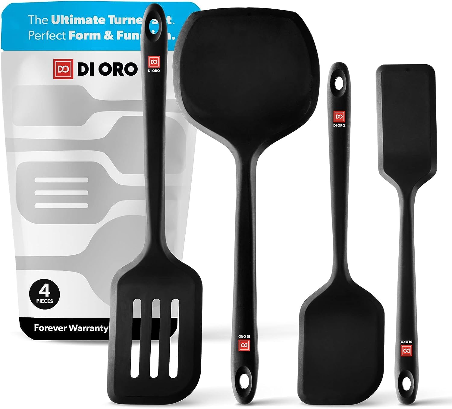 Di Oro Silicone Turner Spatula Set - Kitchen Spatulas For Nonstick Cookware - Cooking Utensils For Flipping Eggs & Pancakes - 60