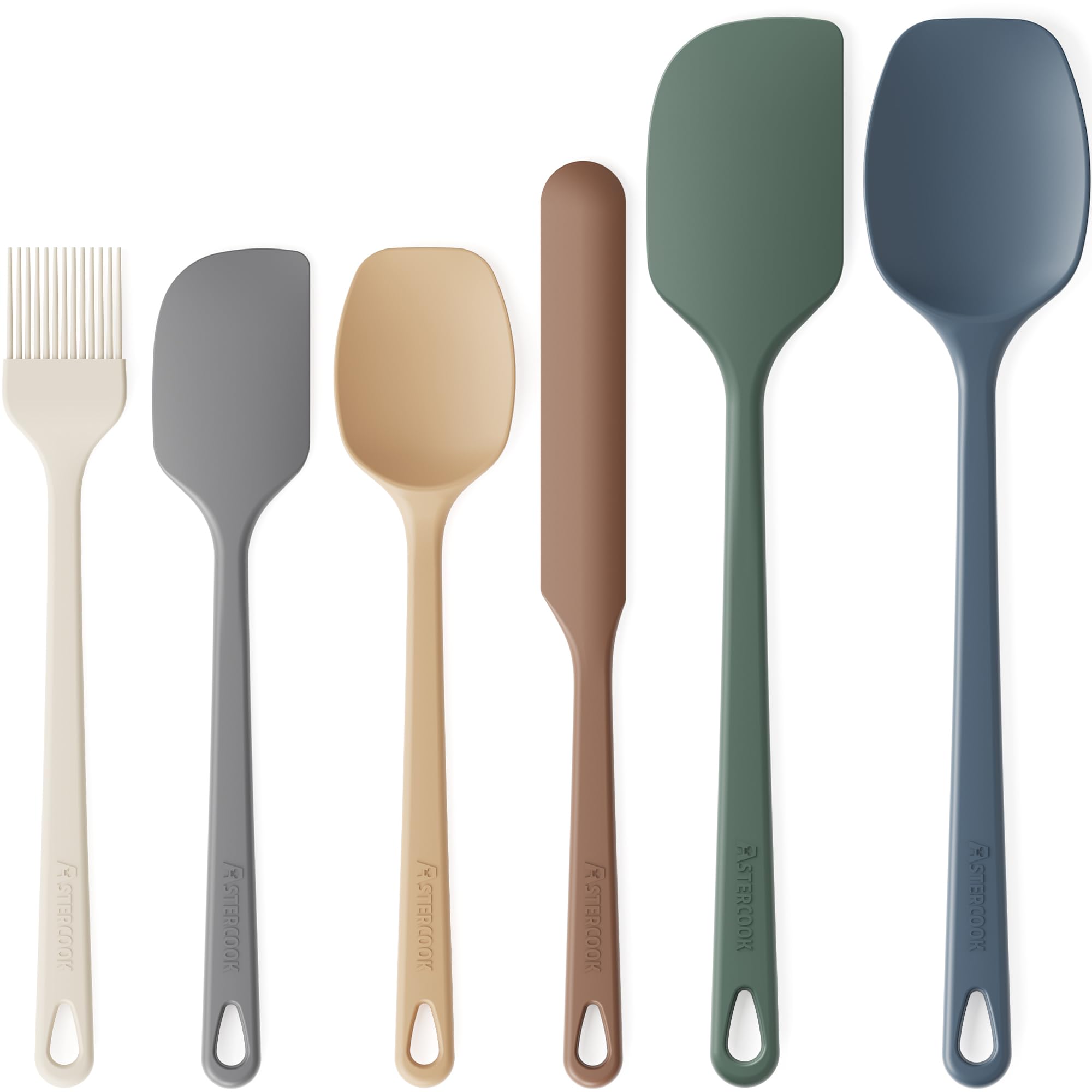 Astercook 6Piece Silicone Spatula Set, 560F Heat Resistant Rubber Spatulas with Stainless Steel Core, Nonstick Safe & Dishwashe