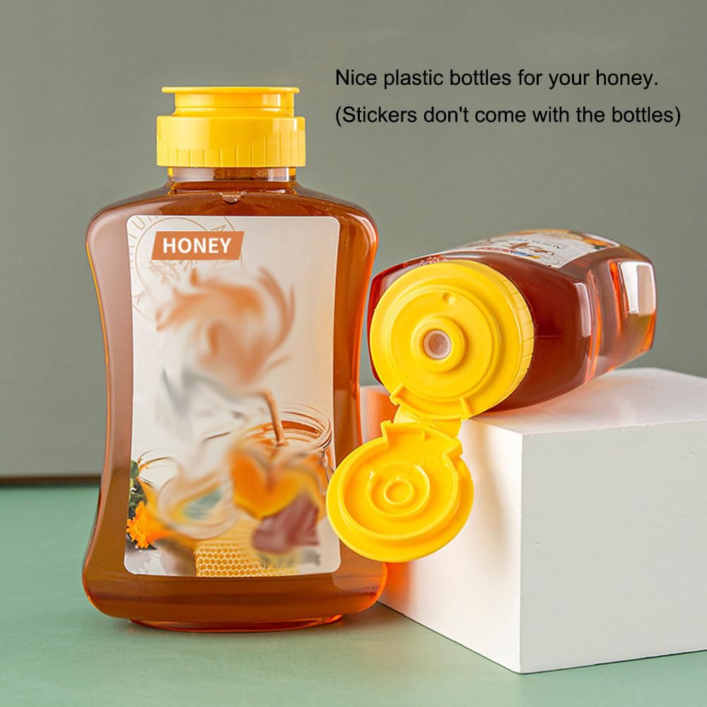 Zayoizy 2Pcs Empty Plastic Honey Bottles Flip Top Squeeze Honey Jars Dispenser Squeezable Honey Containers For Syrups, Ketchup,