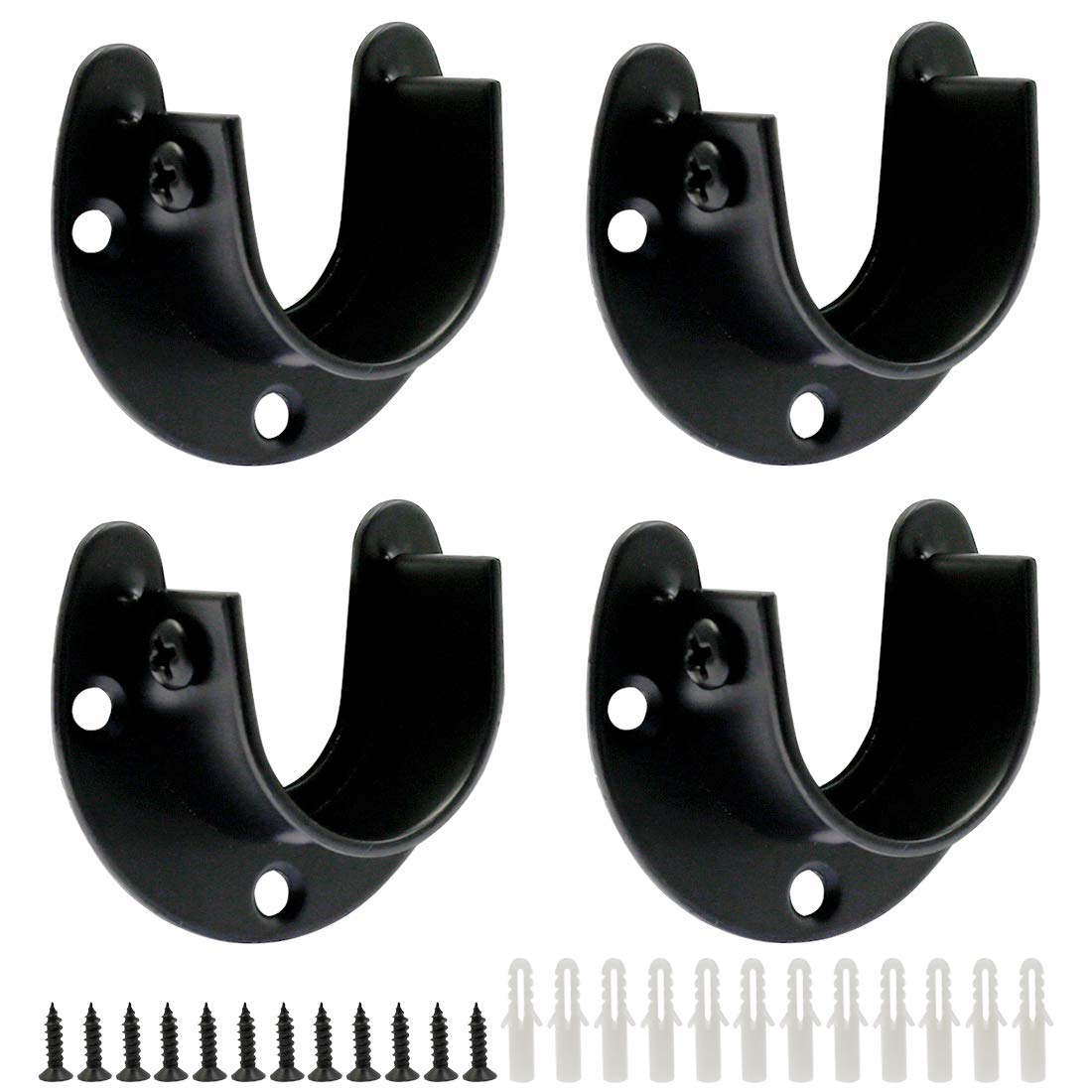 Suiwotin 4Pcs Closet Rod Bracket 1-1/3 Inch Diameter Heavy Duty Stainless Steel Rod Socket Flange Rod Holder Round Closet Rod U