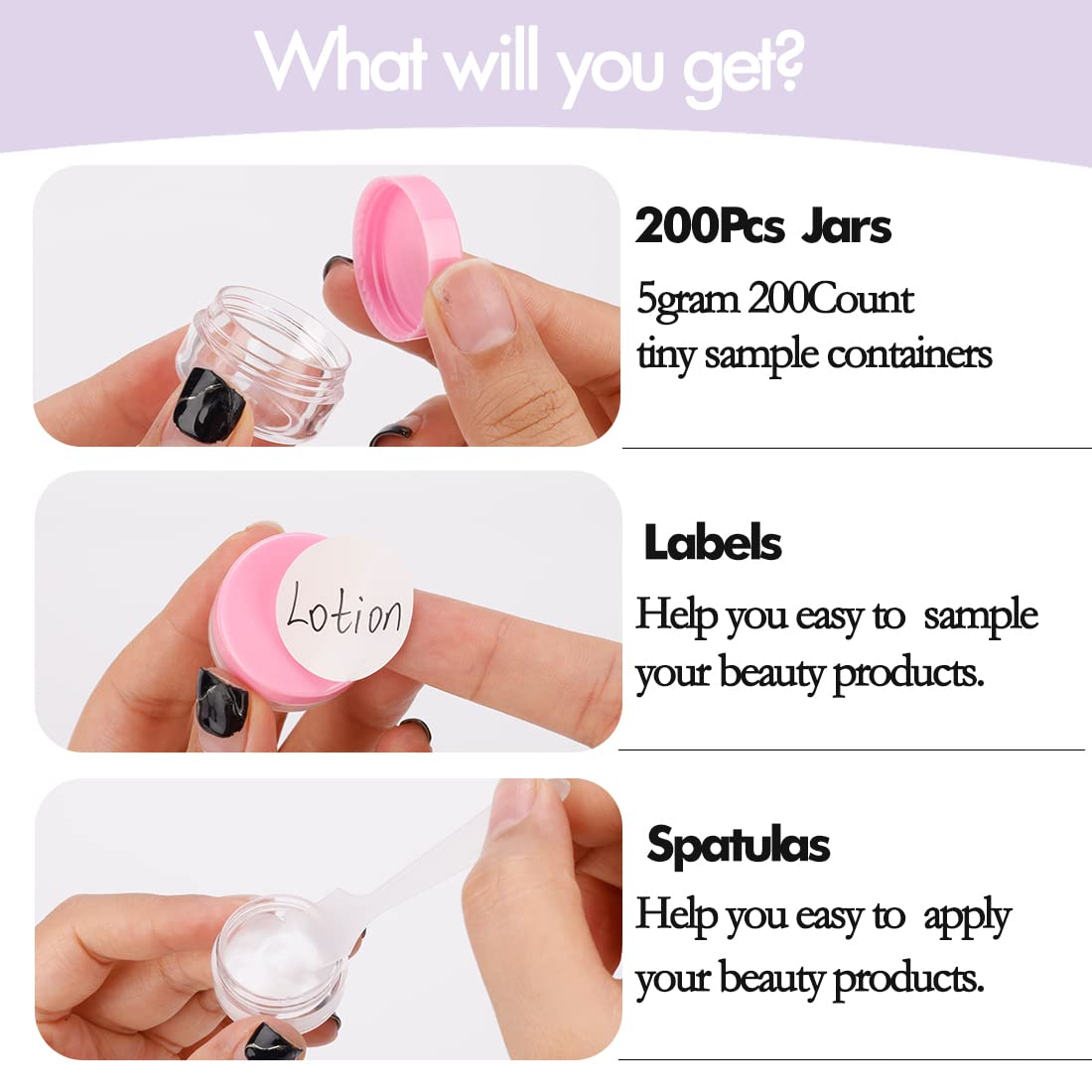 5 Gram Sample Containers With Lids, 200 Count 5Ml Sample Jars, Empty Cosmetic Containers With Lids, Small Makeup Travel Containe