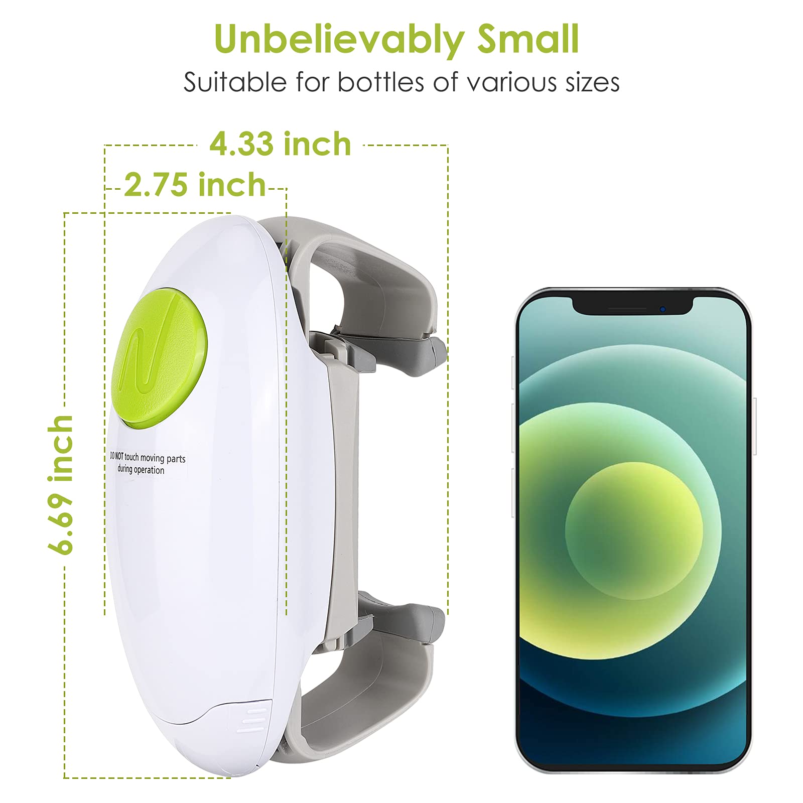 Besmon Electric Jar Opener for Seniors - Hands-Free, Large, White, Plastic, Model 1, Ideal for Weak Hands and Arthritis Relief
