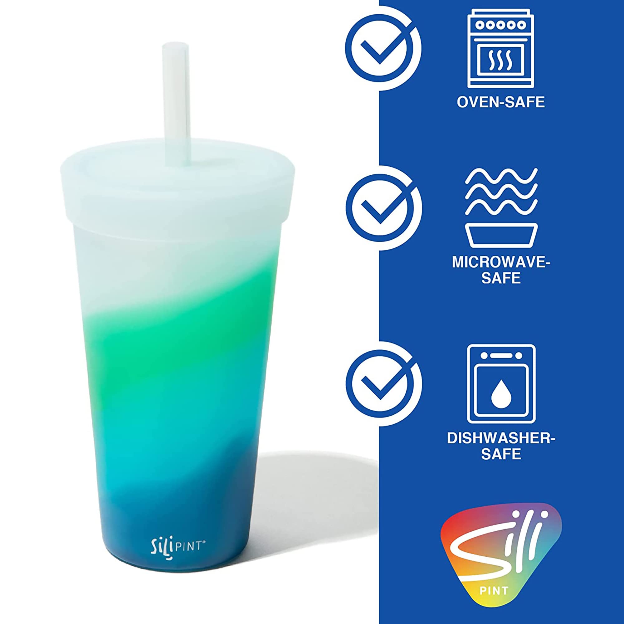 Silipint 22-Ounce Silicone Tumbler Cups With Lids And Straws, Unbreakable, Reusable Tumblers With Airtight Lids And Extra-Thick