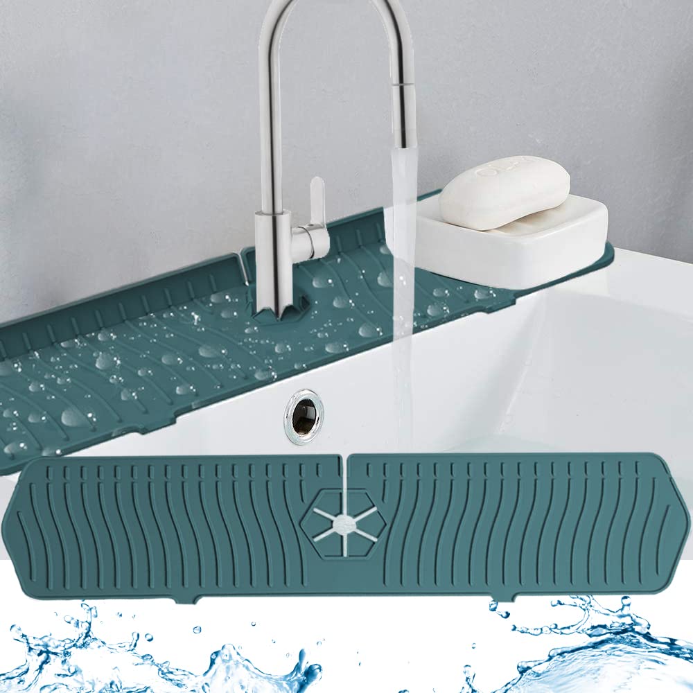Biopronext Kitchen Sink Splash Guard Behind Faucet - Large 24 Inch Silicone Sink Faucet Mat Splash Guard - Premium Faucet Splash