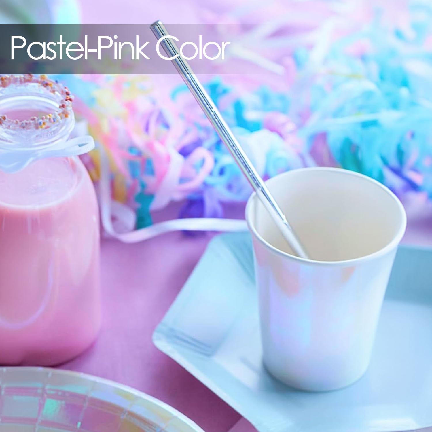 Talking Tables We Heart Pastel Iridescent Shiny Paper Cups For A Birthday Party, Unicorn Party, Or Children'S Party, Pink (12 Pa