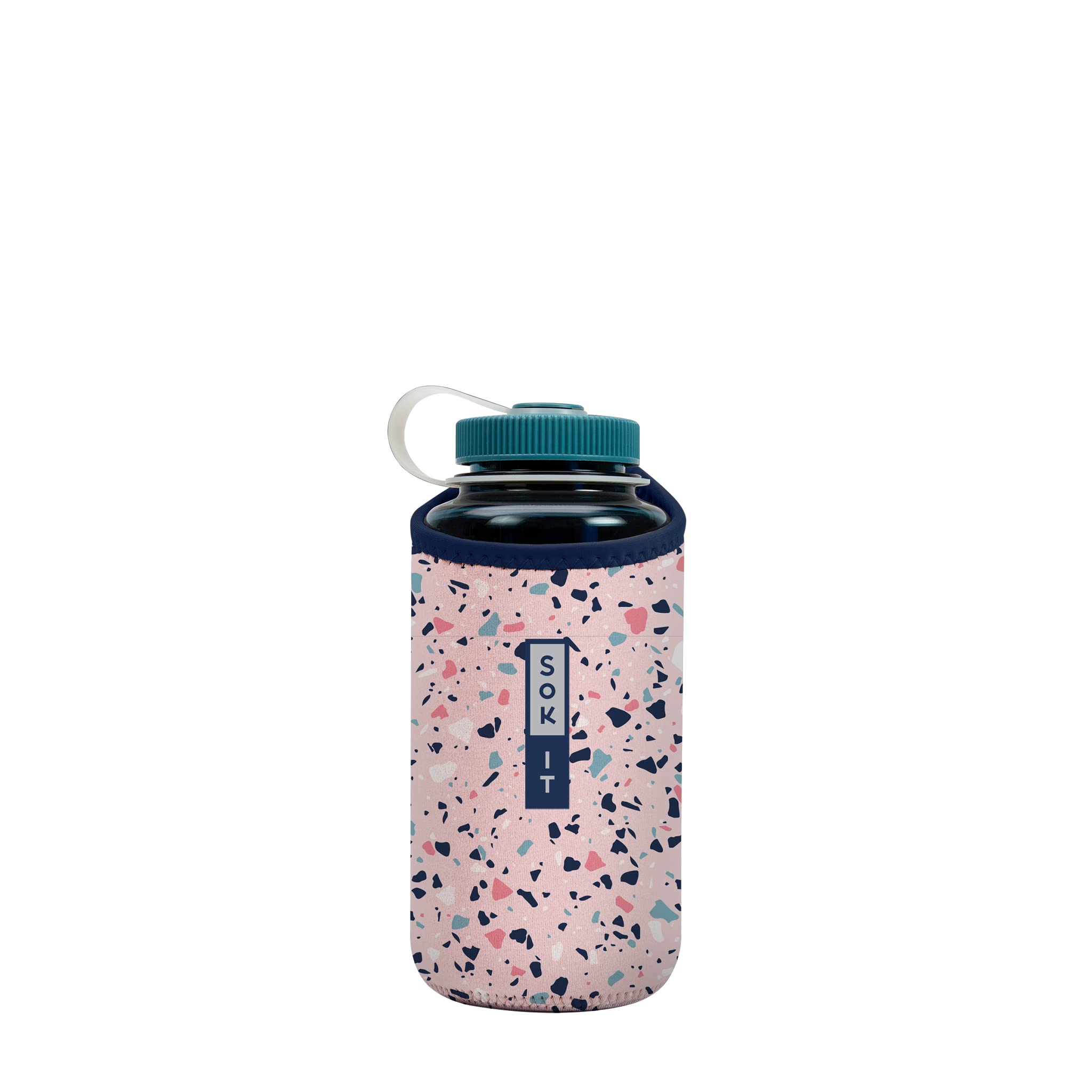 Sok It BotlSok Water Bottle Sleeve Insulated Neoprene Cover (Pink Terrazzo, Fits 32oz Nalgene)