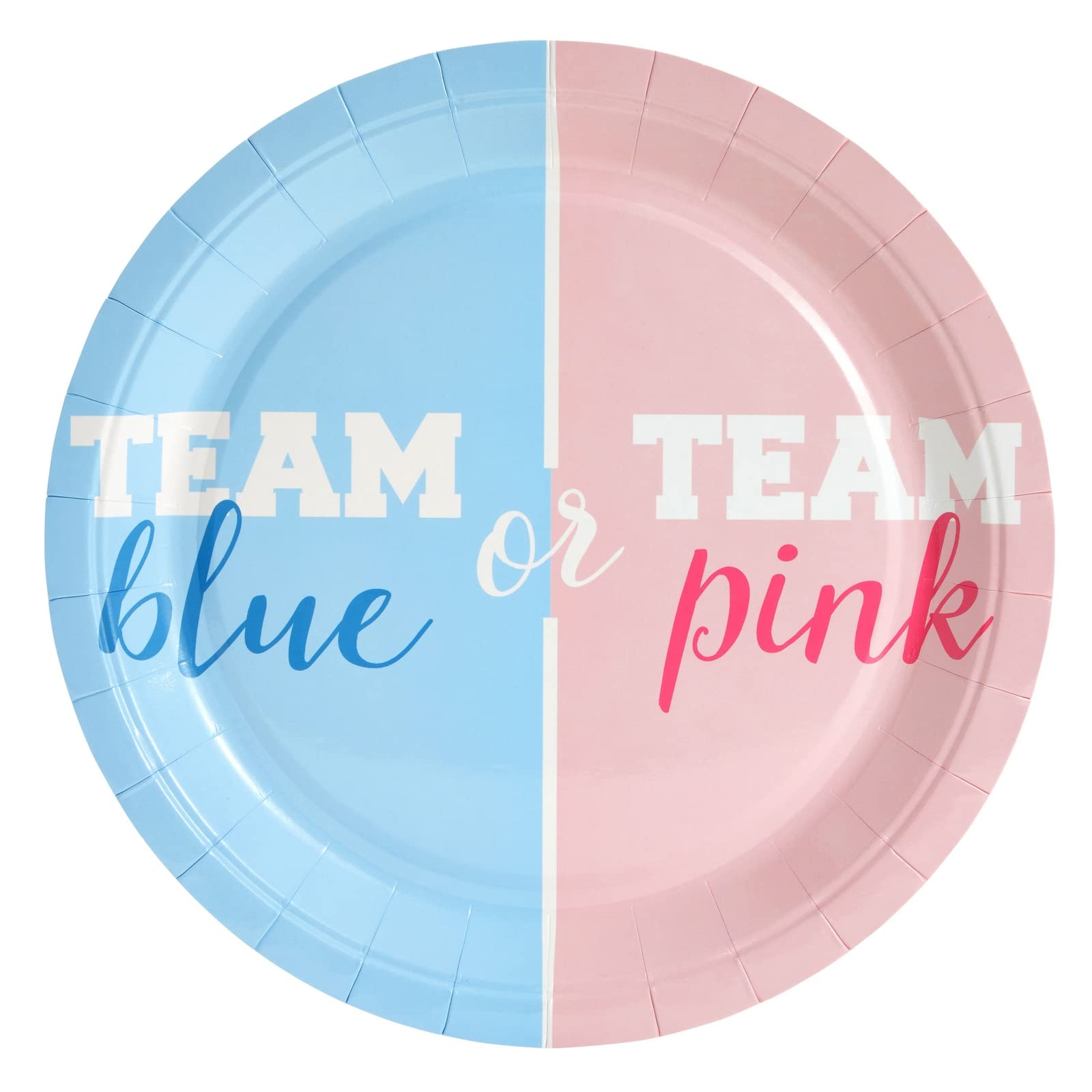 BLUE PANDA Paper Gender Reveal Tableware Set - Team Boy & Team Girl Tableware - Party Supply for 24 Guests - Durable Gender Reve