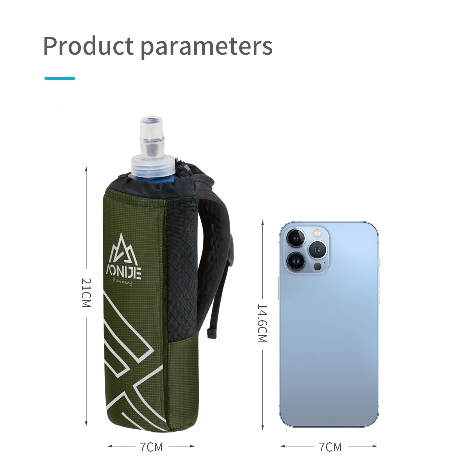 Aonijie Quick Grip Handheld Water Bottle For Running, Hand Strap Hydration Pack With 500Ml Handheld Soft Flask Water Bottle (Oli