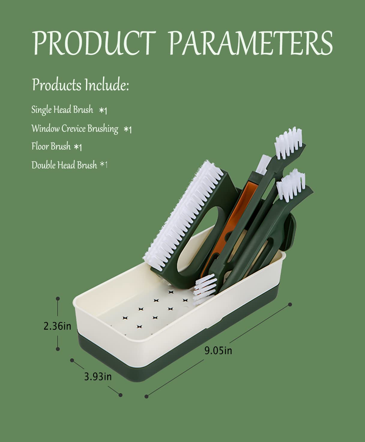 Kitchen Scrub Brush Set With Ergonomic Handle, Deep Cleaning Brushes With Hanging Hole, Include Dish Brush, Grout Brush, Groove