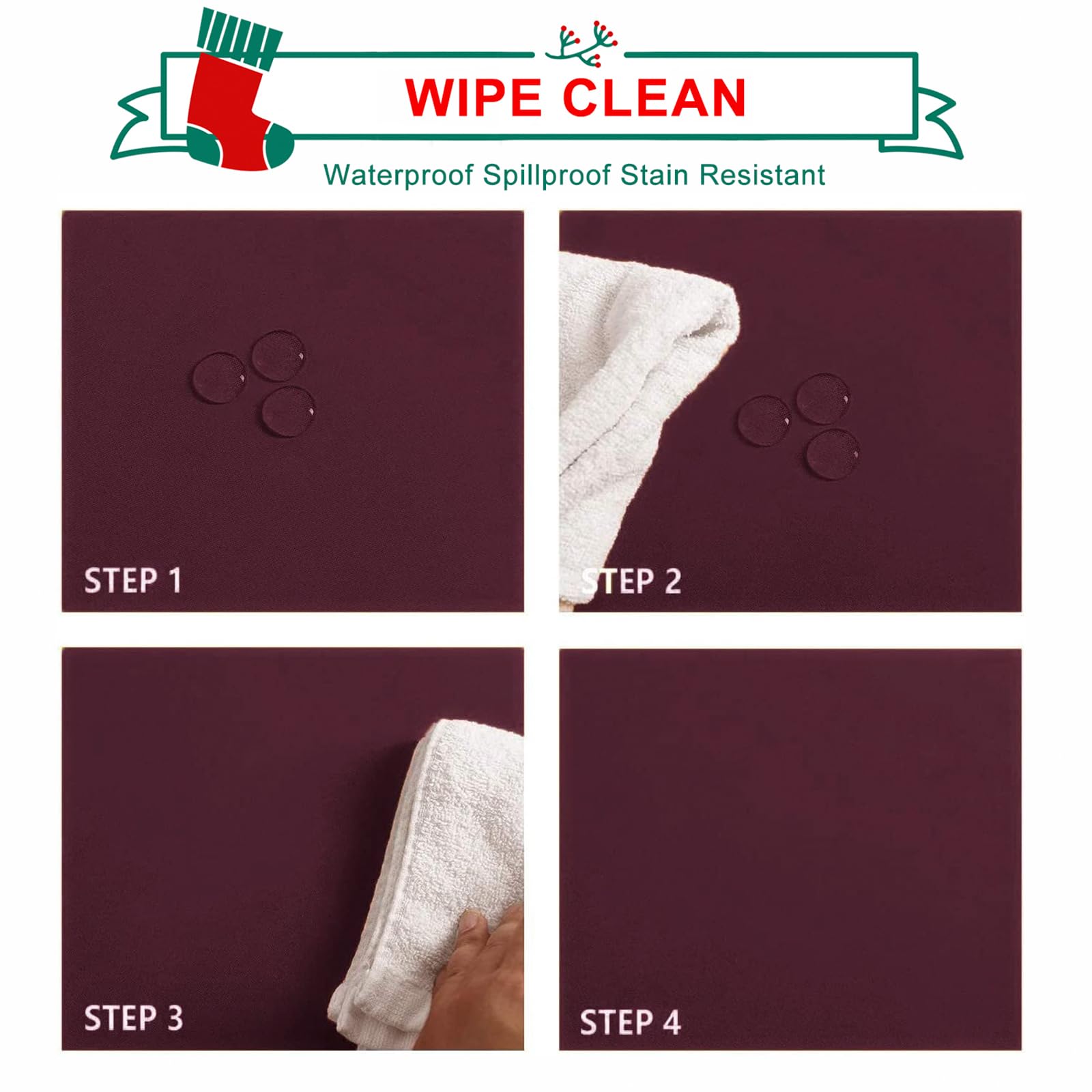 Hiasan Christmas Round Tablecloth 50 Inch - Waterproof Stain Resistant Spillproof Polyester Fabric Table Cloth For Dining Room K