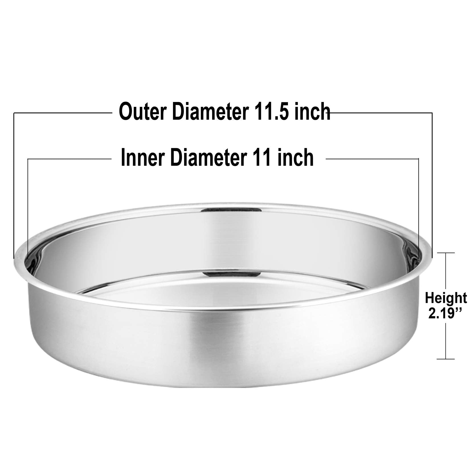 11 Inch Cake Pan Set Of 4, P&P Chef Stainless Steel Large Round Baking Pans, For Birthday Wedding Thanksgiving, Non Toxic & Heal