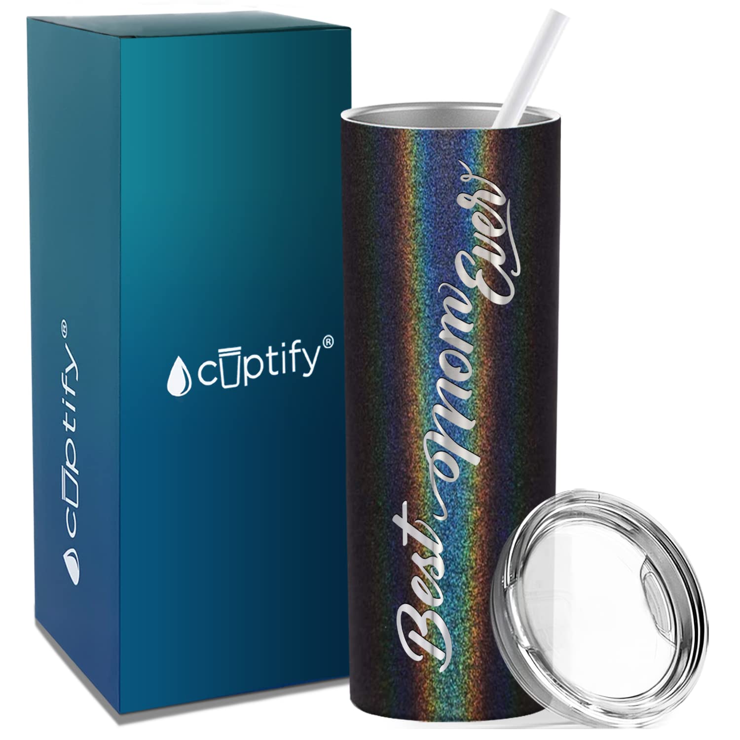 Best Mom Ever Birthday Gifts For Women Present Idea On Black Glitter Decorations Funny Vacuum Insulated Cup With Straw Lid