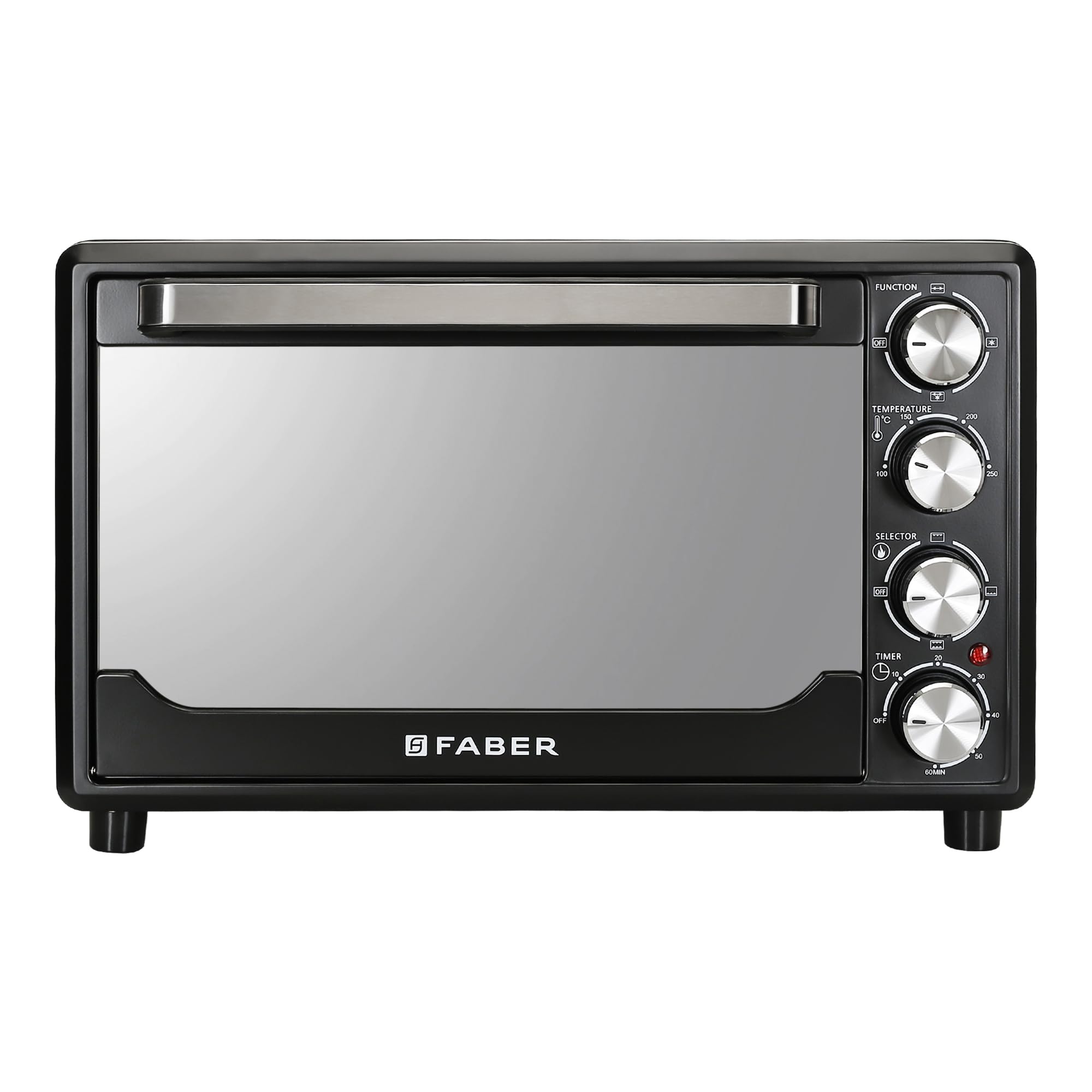Faber 34L Double Glazed 1600W Otg|Bake, Toast, Roast, Grill|6 Functions, Upper & Lower Heating, Rotisserie, 360 Convection,Crumb