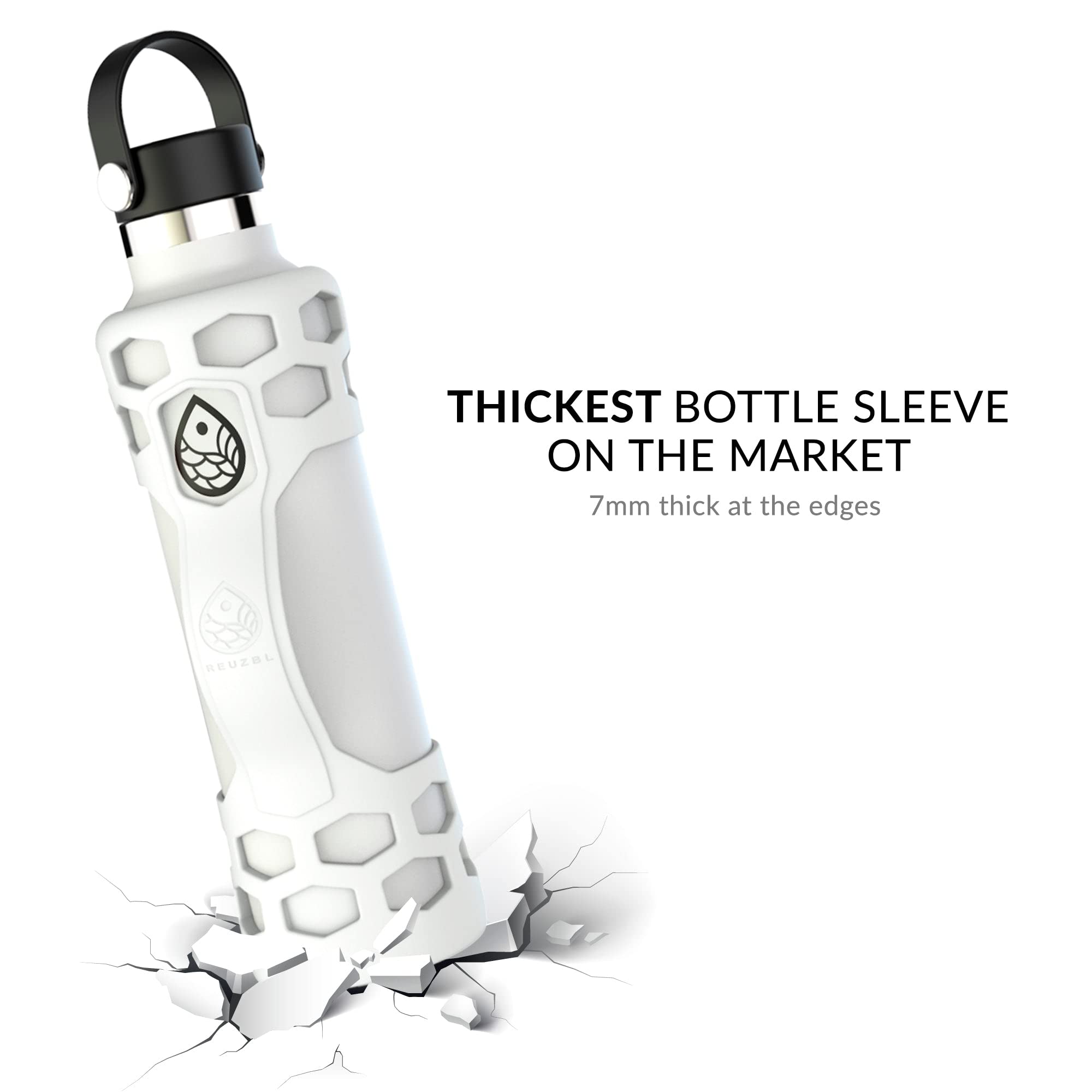 Reuzbl Bottle Bumper Silicone Boot Sleeve Protector With Handle For Hydro Flask 32 Oz, And Similar Stainless Steel 32 Oz Water B