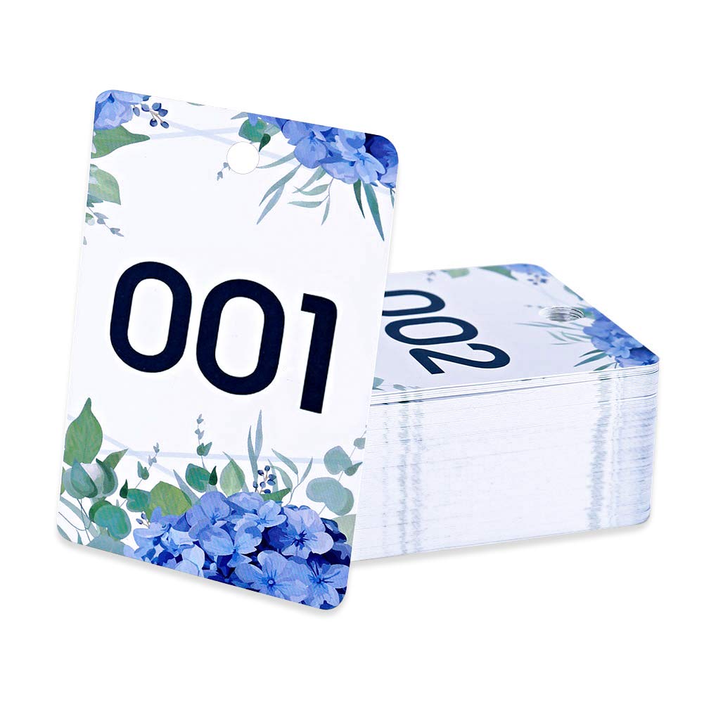 Facraft Live Number Tag 001-100, Floral Purple Live Sale Number Cards,Normal And Reverse Mirror Image Hanger Cards