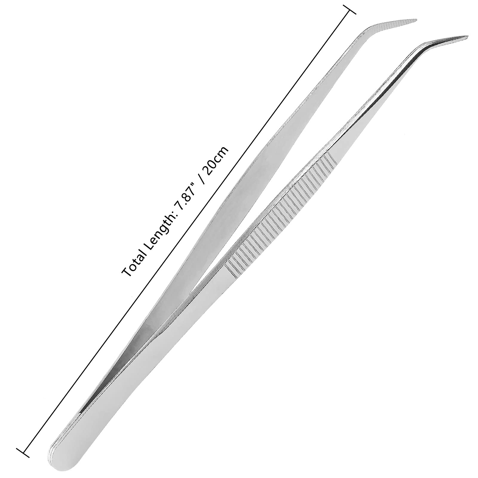 Suiwotin 2Pcs 8 Inch Stainless Steel Tweezers With Curved Serrated Tip Heavy Duty Tweezer Tongs For Cooking Crafting Repairing