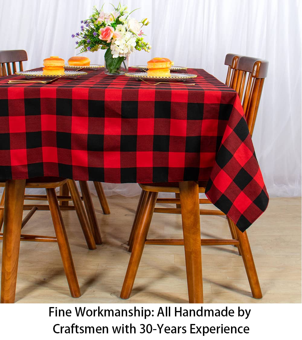 Shinybeauty Checked Tablecloth Rectangle 54X80-Inch Red And Black Buffalo Plaid Tablecloths Washable Cotton Table Cover Gingham