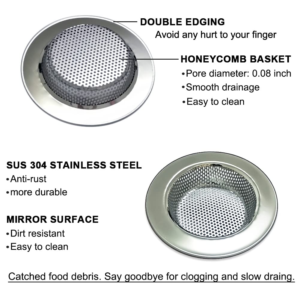 Seatery 4PCS Kitchen Sink Strainers  Sink Drain Filter  Sink Basket Strainer  4.5 Inch Stainless Steel Sink Drain Strainer  Food Scraps Catcher for Kitchen