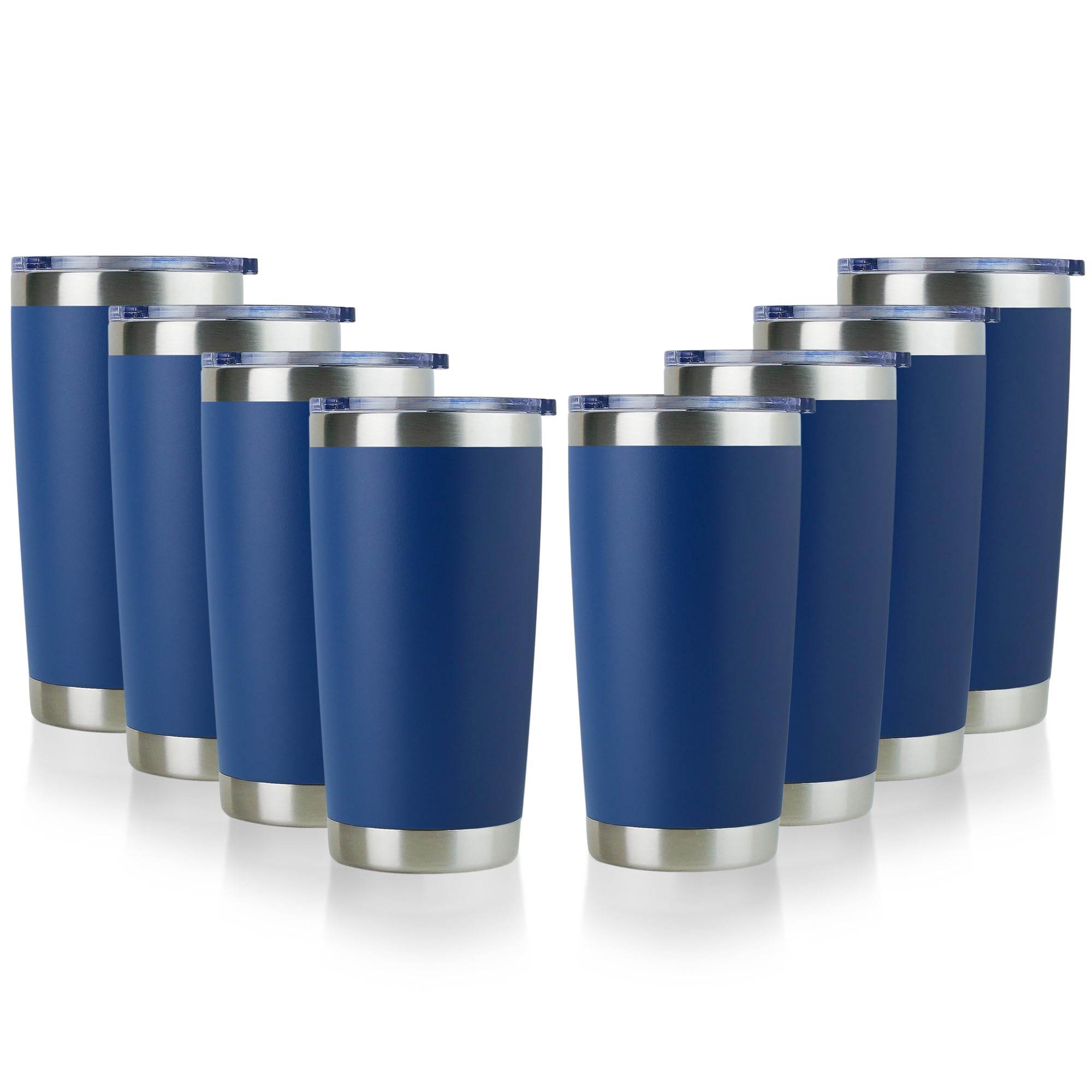 Domicare 20Oz Stainless Steel Tumbler Bulk With Lid, Double Wall Vacuum Insulated Travel Mug, Powder Coated Coffee Cup, Dark Blu
