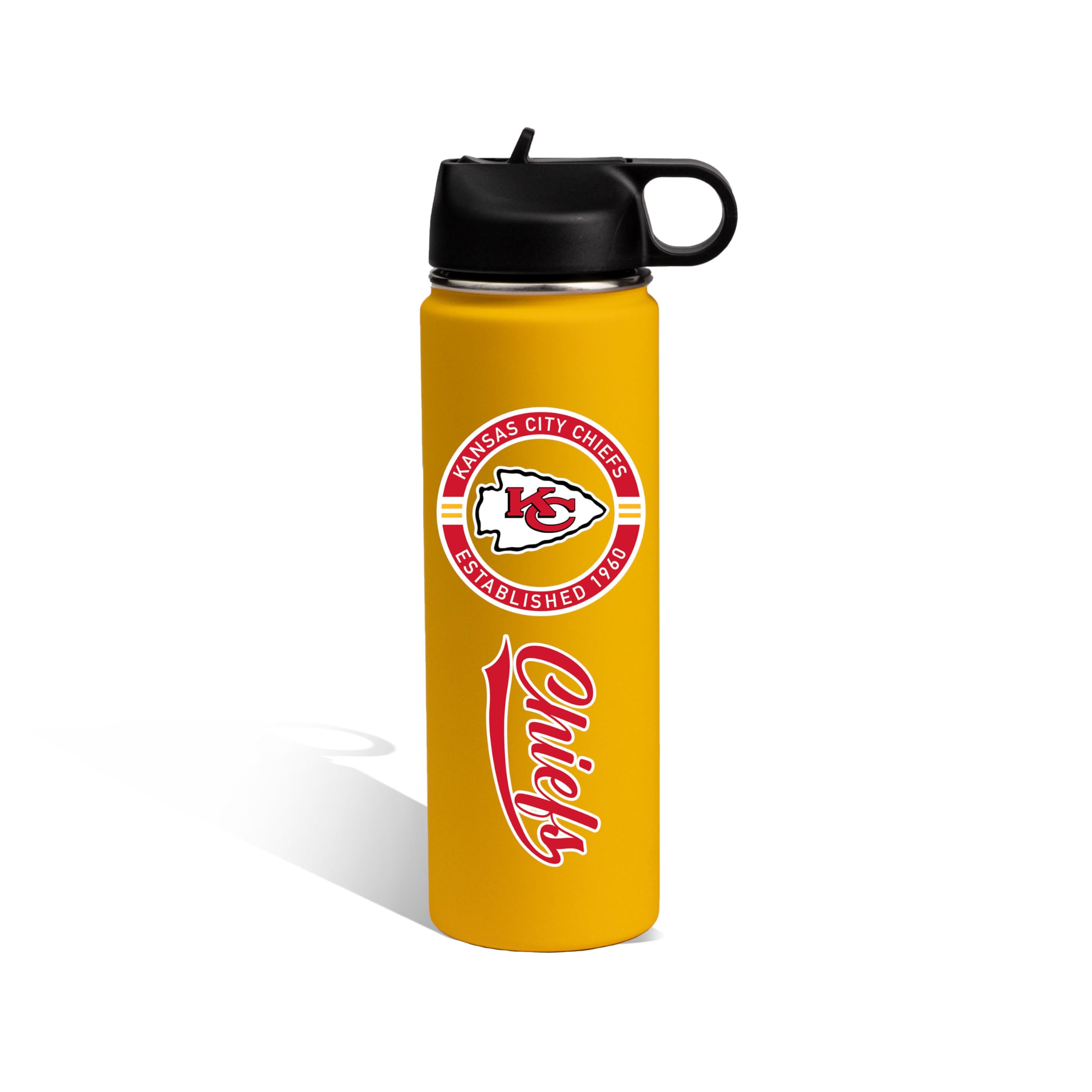 The Memory Company Officially Licensed 22oz Rubberized Water Bottle, Kansas City Chiefs