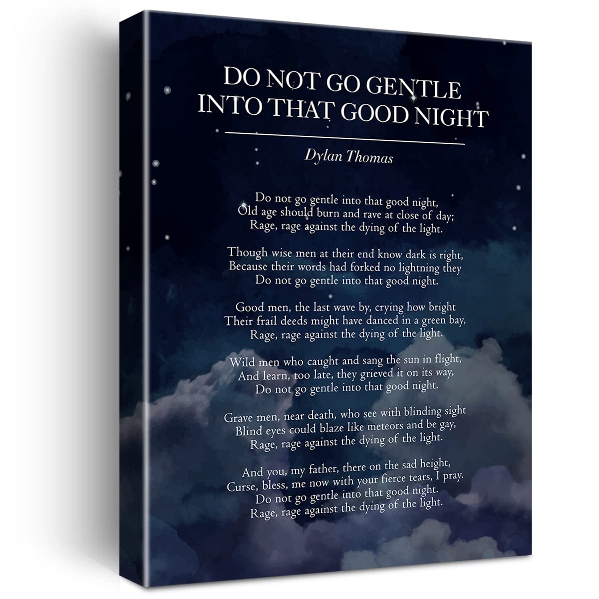 Do Not Go Gentle Into That Good Night Print Canvas Wall Art Home Decor Classic Literature Poem Painting 12X15 Canvas Poster Fram