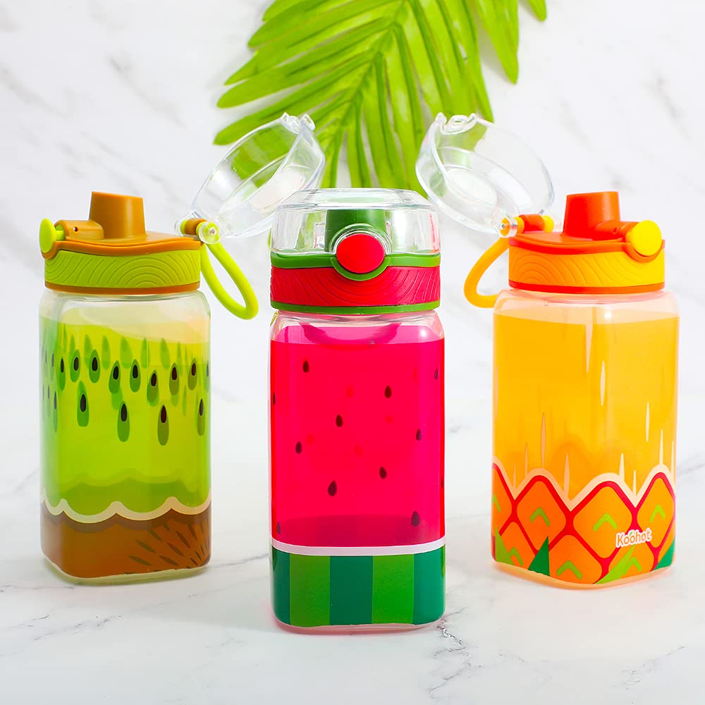 Home Tune 15Oz Kids Water Drinking Bottle - Bpa Free, Wide Mouth, Auto Flip Cap, Chug Lid, Easy Open, Lightweight, Leak-Proof Wa
