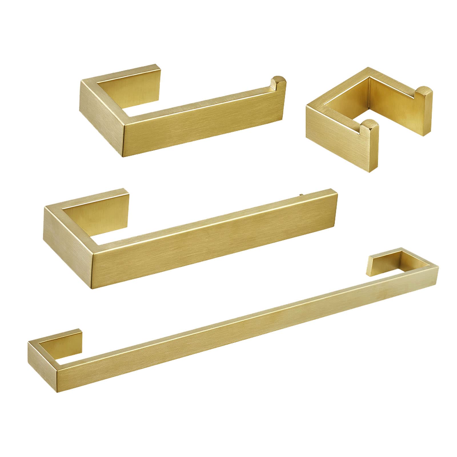 Besy 4 Piece Bathroom Accessories Set (Towel Bar, Hand Towel Holder Towel Ring, Toilet Paper Holder, Double Towel Hook), Wall Mo