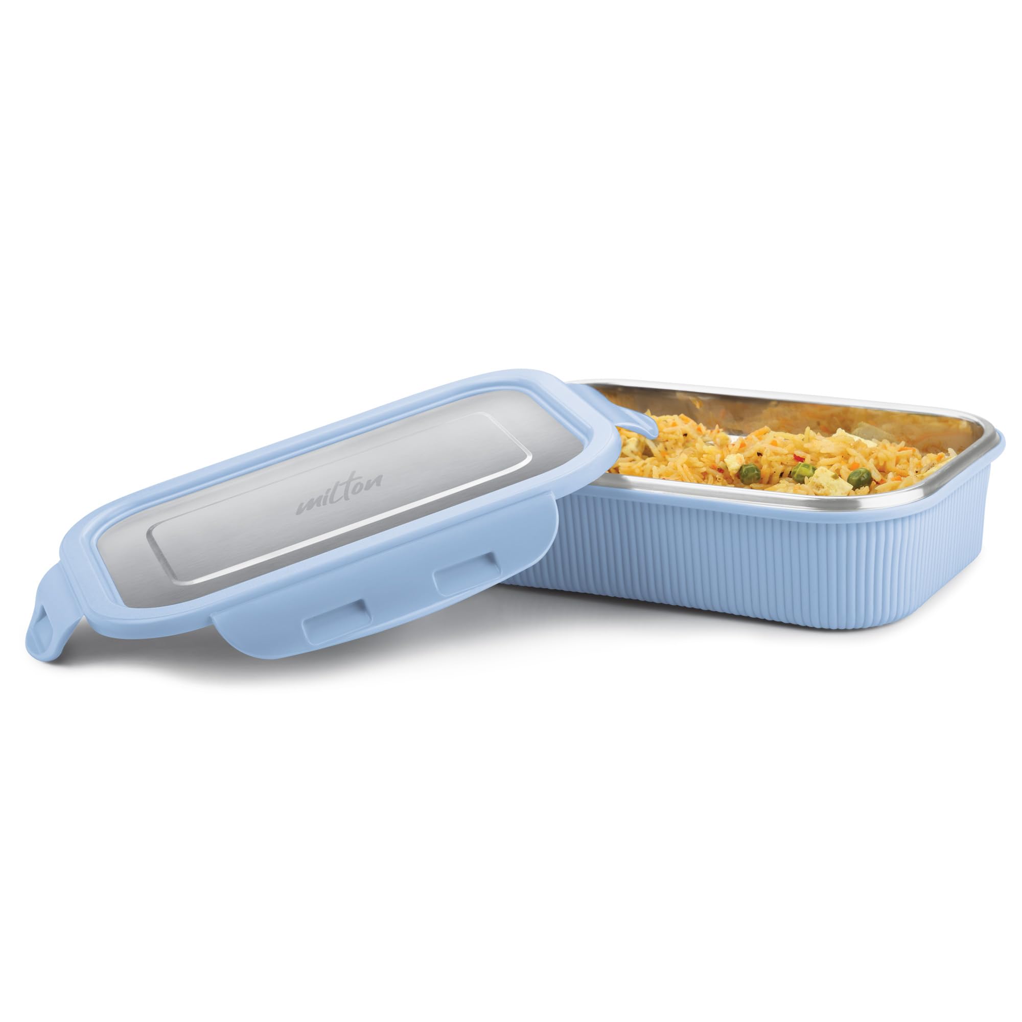 Milton Cool Touch Rectangular 800 Stainless Steel Container, 780 Ml, Blue | Microwave Safe | Food Grade | Bpa Free | Refrigerato