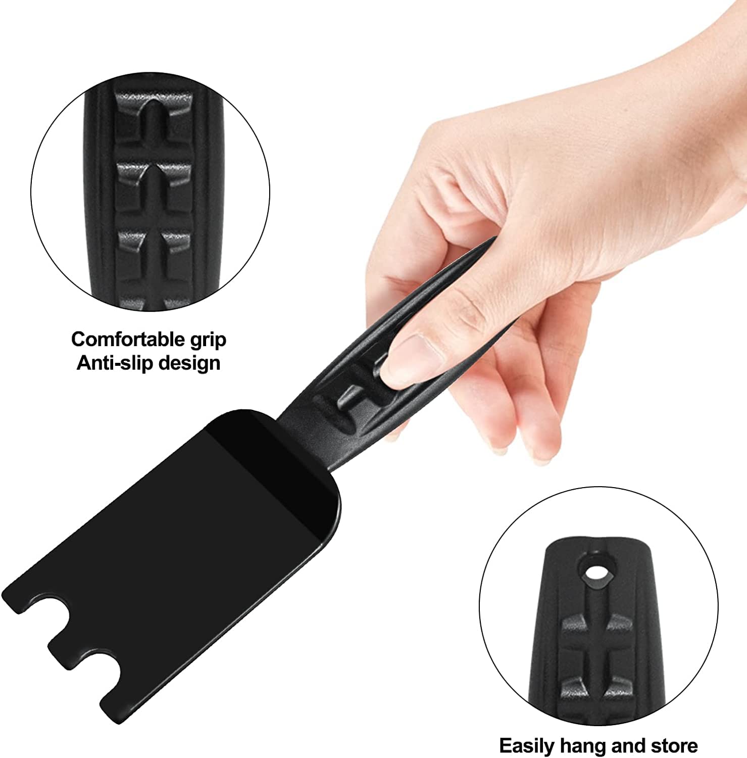 XYK Grill Spatula Scraper - Heat Resistant Cast Iron Cleaner Tool for George Foreman Grills, Black, Comfortable Grip, 1 Size