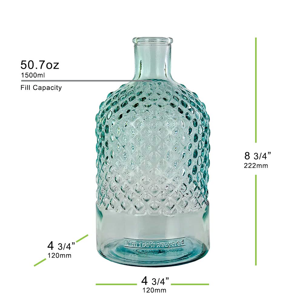 Couronne Co. G5989 8 3/4 Diamond Recycled Glass Bottle, 1 Piece