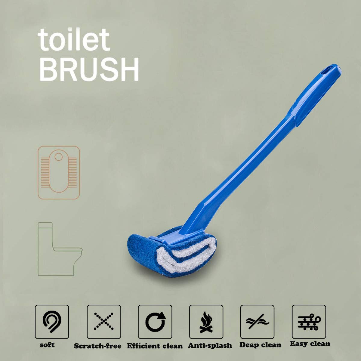 Toilet Brush Bowl Brush Bathroom Brush Under Rim Toilet Brush Scracth-Free Curved Good Grip Easy To Use Deep Cleaning No Scratch