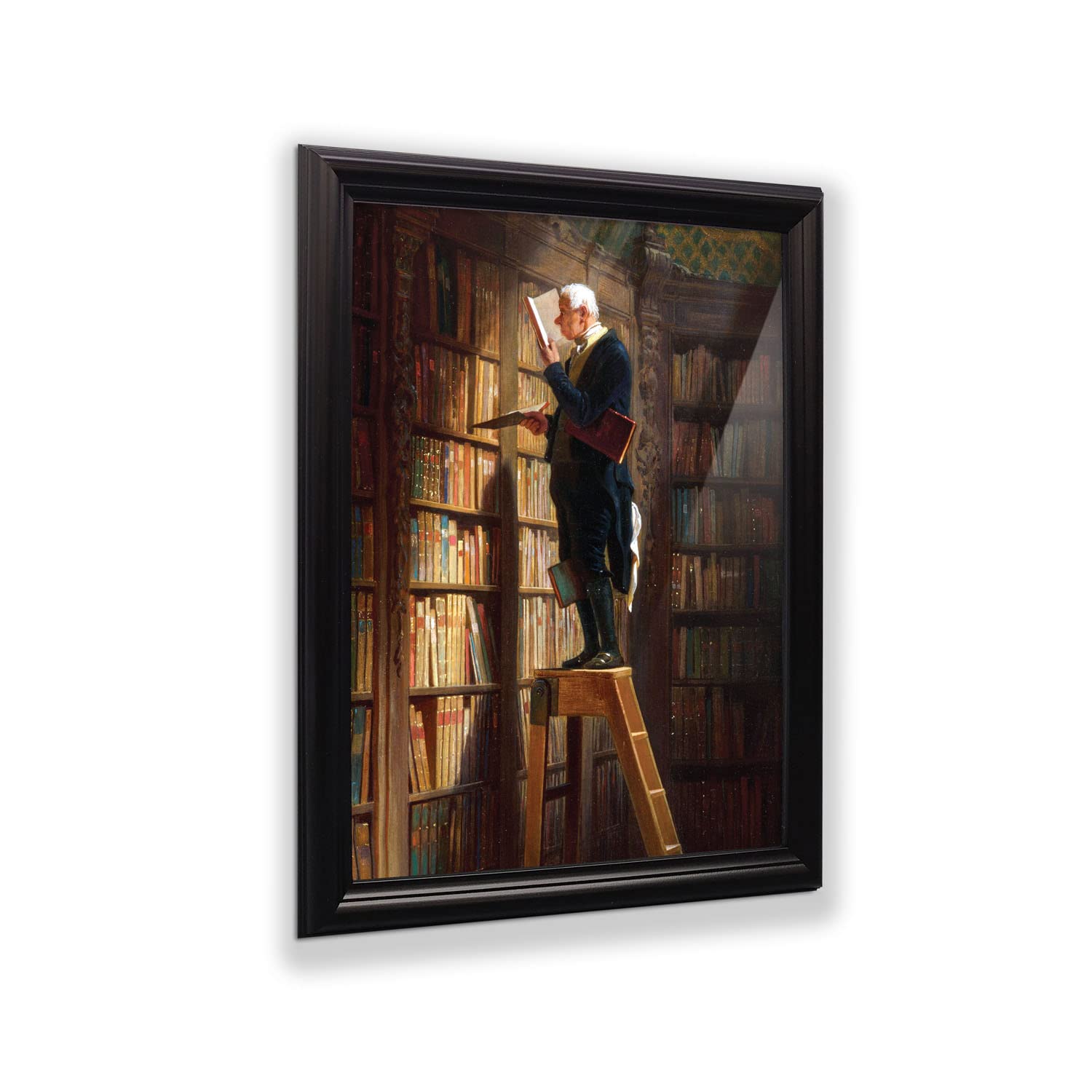 Crossroads Home Dcor The Bookworm By Carl Spitzweg Framed Wall Art Print, Great Library Art Or Gift For Avid Reader, 11X14, 2412
