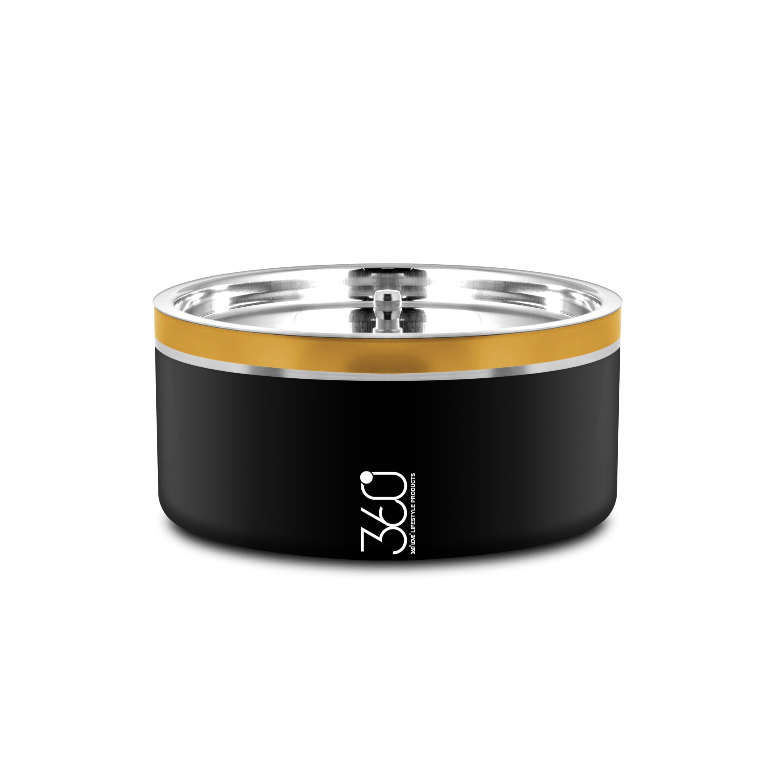 360 Love DoubleWall Stainless Steel Casserole | Black & Gold Texture Finish Outside, Mirror Finish Inside | Durable & FoodGrad