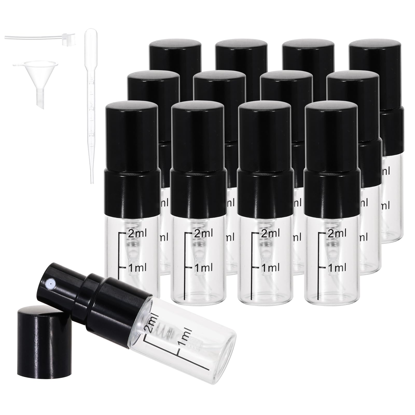 Beomeen 36Pcs 2Ml Clear Glass Perfume Travel Refillable Spray Bottles, Mini Perfume Bottle Empty, Portable Cologne Atomizer Spra