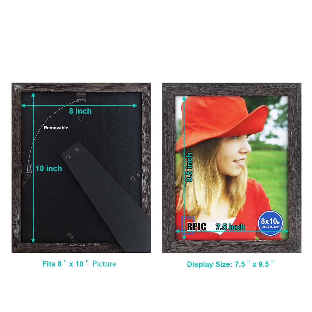 RPJC 8x10 Picture Frames Made of Solid Wood High Definition Glass for Table Top Display and Wall Mounting Photo Frame Driftwood