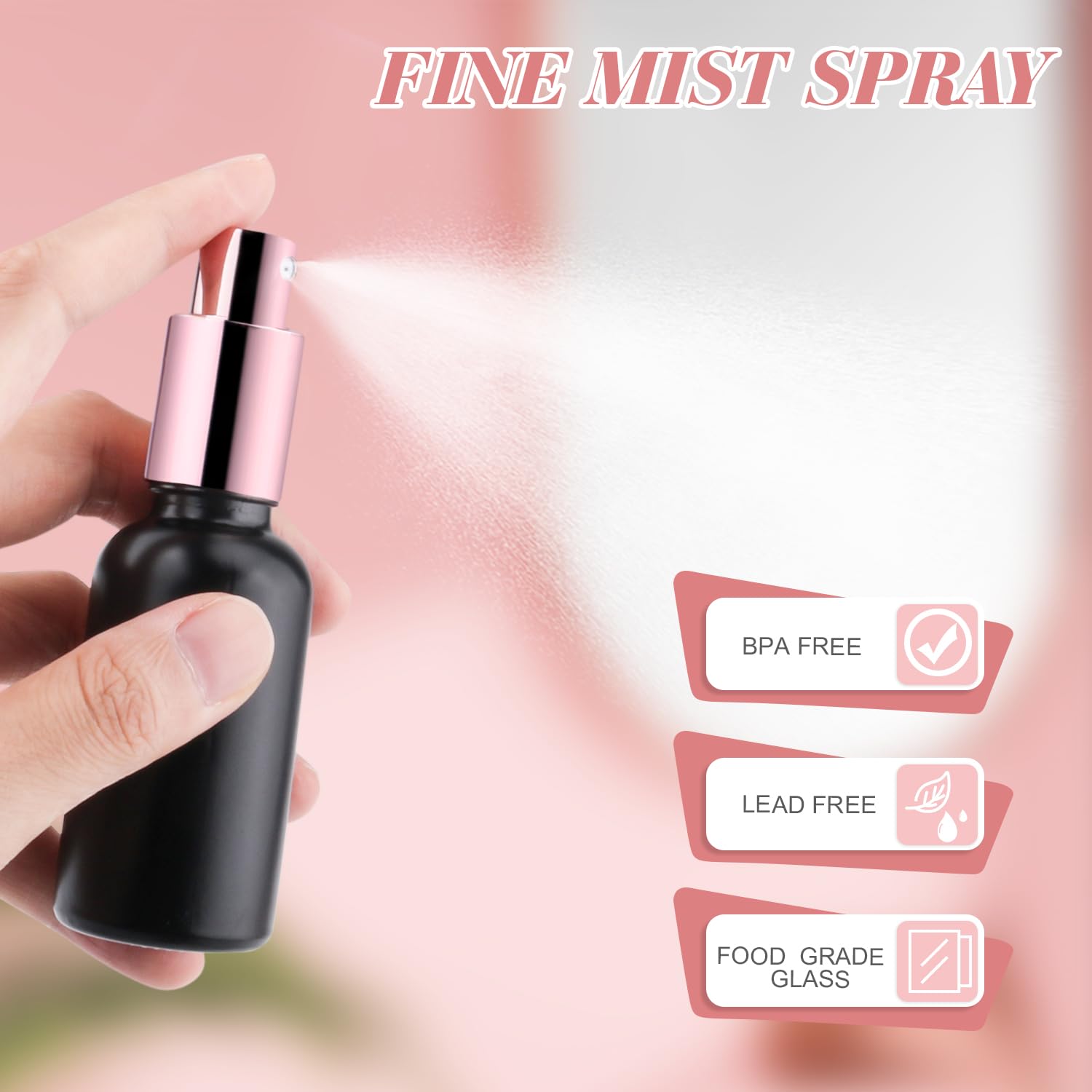 Dmuuudm 6 Pack 1 Oz Black Frosted Glass Spray Bottles,Empty Perfume Fine Mist Atomizer,Essential Oils,Body Sprays-Funnel&Pipette