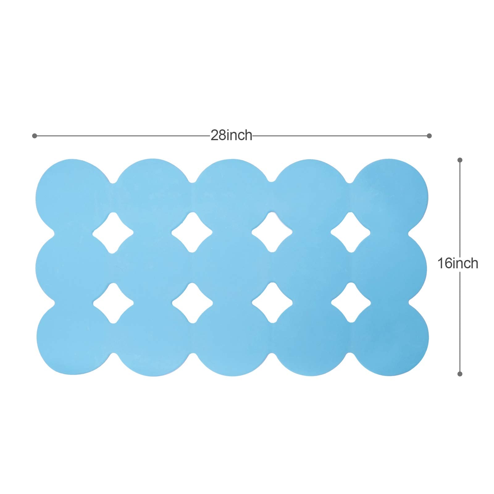 Webos Patented Non Slip Bathtub Mat Shower Mat Bath Mat Tub Mats with Strong Suction Cups Soft Natural Rubber Bath Mat for Inside The tub (Circle-Blue  28x16 inch)