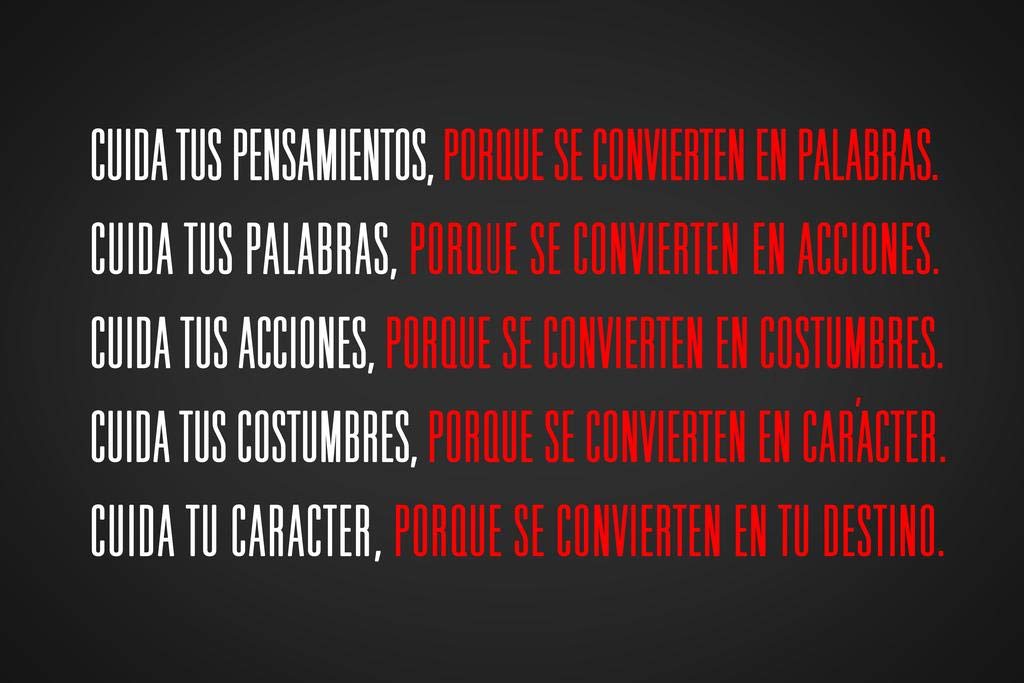 Watch Your Thoughts Spanish Quote Motivational En Espanol Cuida Tus Pensamientos Classroom Cool Wall Decor Art Print Poster 36X2
