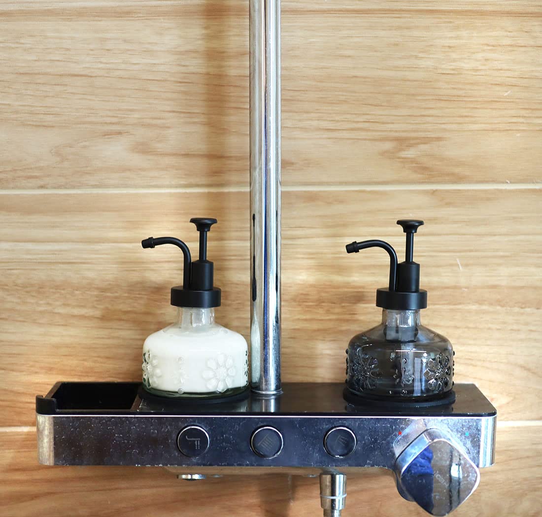 8 Oz Glass Soap Dispenser For Kitchen And Bathroom Countertop, Smooth Action Pump Refillable Wash Hand Liquid, Dish Detergent, F