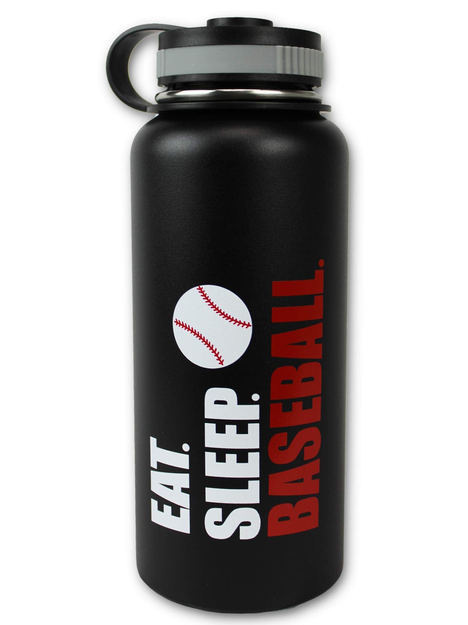 Urbanifi Baseball Water Bottle Eat Sleep Tumbler 32 Oz Gift For Kids Teen Mom Men Flask Sports Travel Waterbottle, Stainless Ste